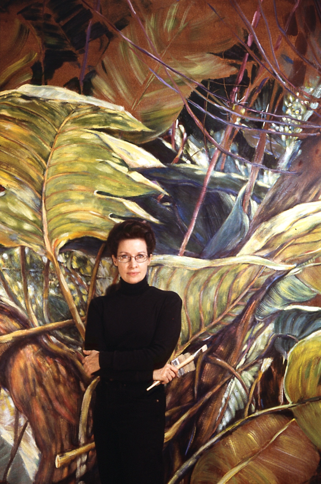 The Vanishing Forest, Green Emerging From Brown (detail with artist)